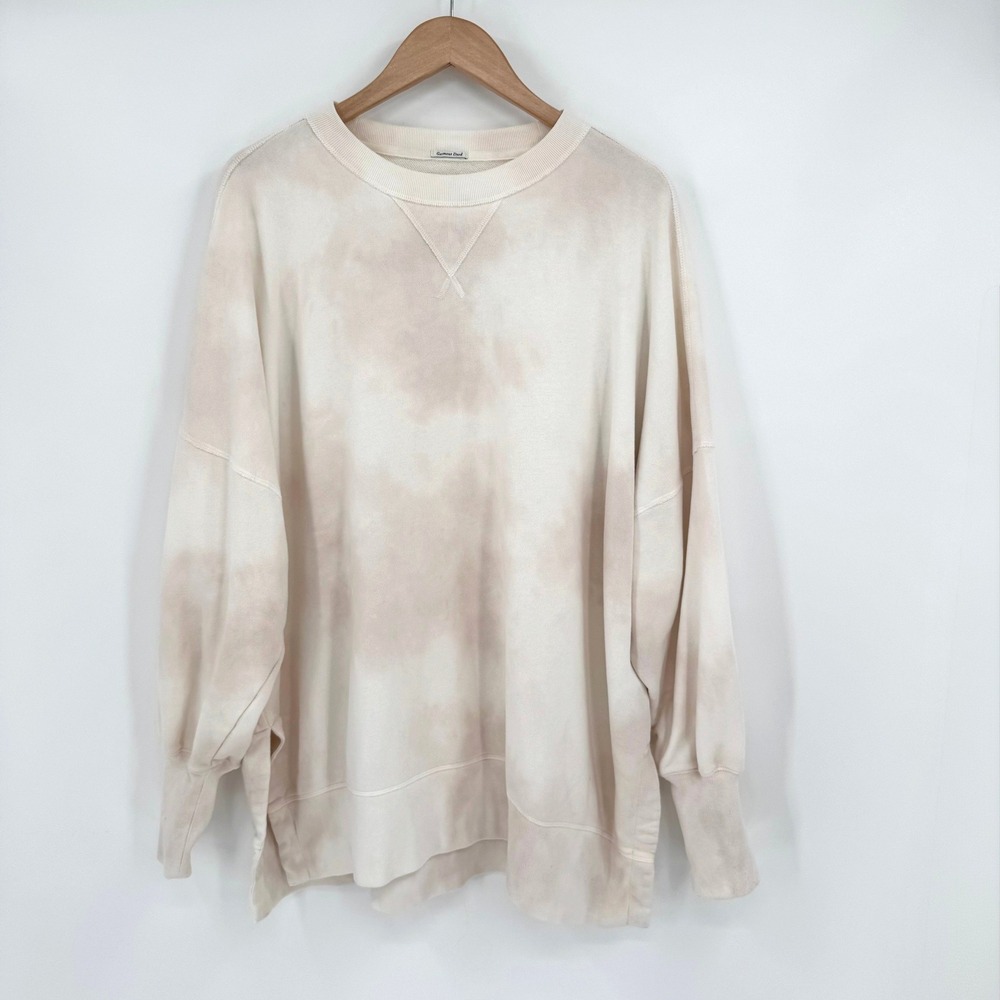 Abercrombie & Fitch Soft A&F Collection XXL Garment Dyed Tie Dye Sweatshirt Tan